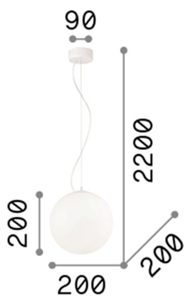 Sospensione Moderna Mapa Vetro Bianco 1 Luce E27 D20Cm