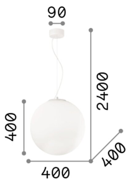 Sospensione Moderna Mapa Vetro Acidato Bianco 1 Luce E27 D40Cm