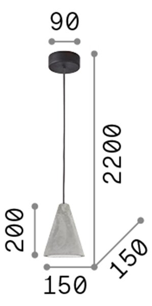 Sospensione Industrial-Minimal Oil-2 Metallo Cemento Grigio 1 Luce E27