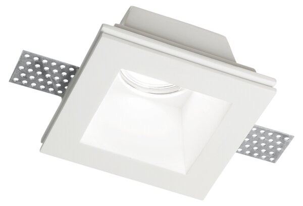 Faretto Ad Incasso Moderno Samba Square Gesso Bianco 1 Luce Gu10 D70Cm