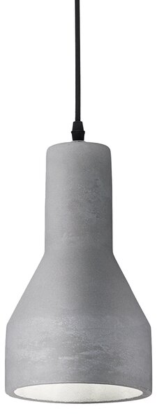 Sospensione Industrial-Minimal Oil-1 Metallo Cemento Grigio 1 Luce E27