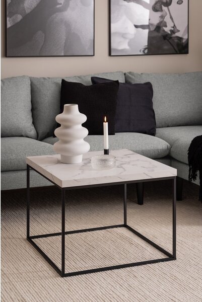 Tavolino bianco con piano in marmo 60x60 cm Barossa - Actona