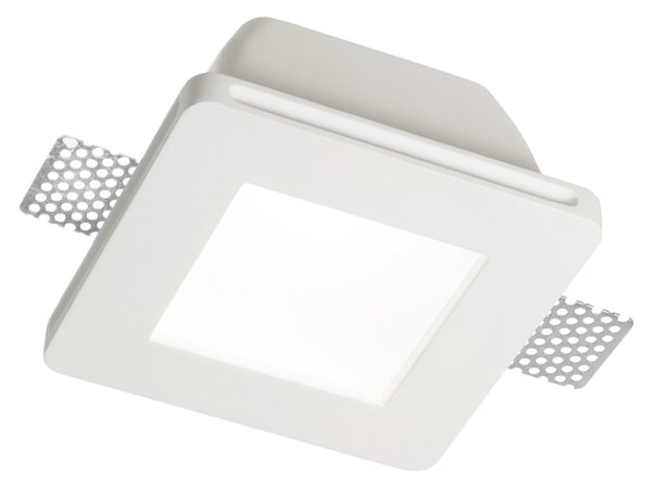 Faretto Ad Incasso Moderno Samba Square Gesso Bianco 1 Luce Gu10 D77Cm