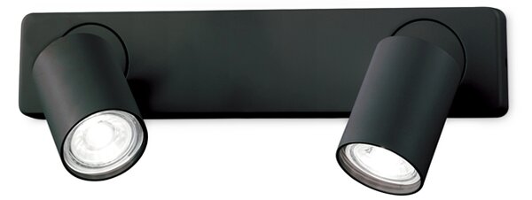 Applique Moderna Rudy Metallo Nero 2 Luci 7W 3000K Luce Calda