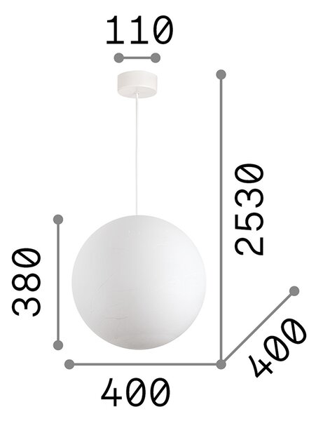 Sospensione Moderna Carta Metallo Bianco 1 Luce E27 D40Cm