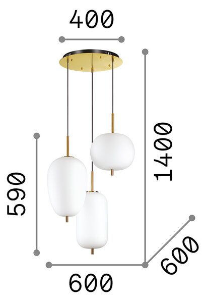 Sospensione Contemporanea Umile Metallo Bianco 3 Luci Led 60,2W 3000K Luce Calda