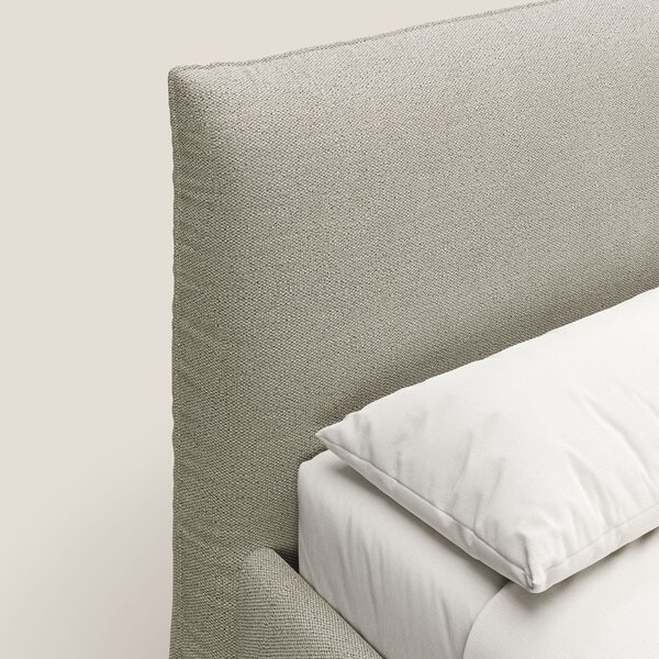 EROS letto imbottito in piuma con vano contenitore in pregiato e fresc