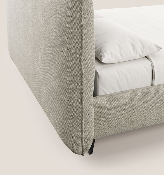 EROS letto imbottito in piuma con vano contenitore in pregiato e fresc