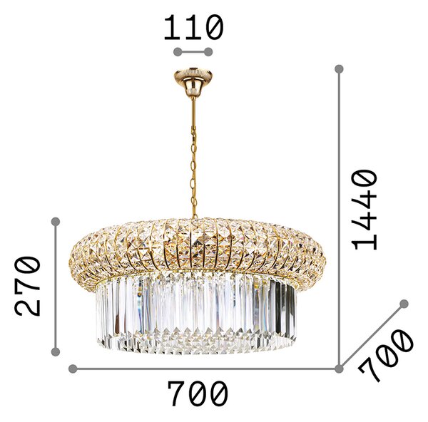 Lampadario Classico Nabucco Metallo Oro 16 Luci E14
