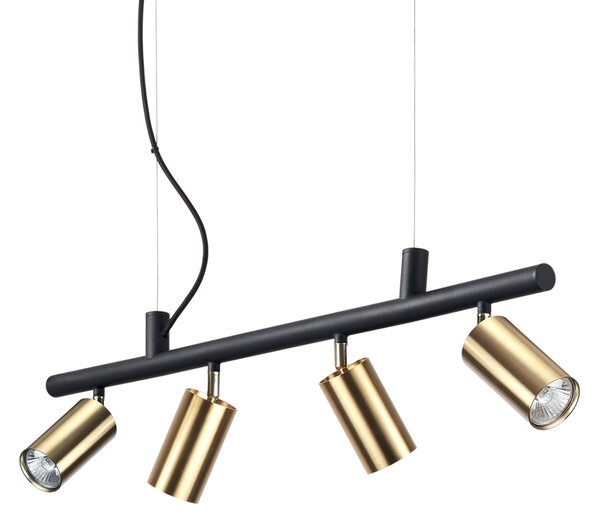 Lampadario Moderna Dynamite Metallo Ottone 4 Luci Gu10 7W 3000K Luce Calda