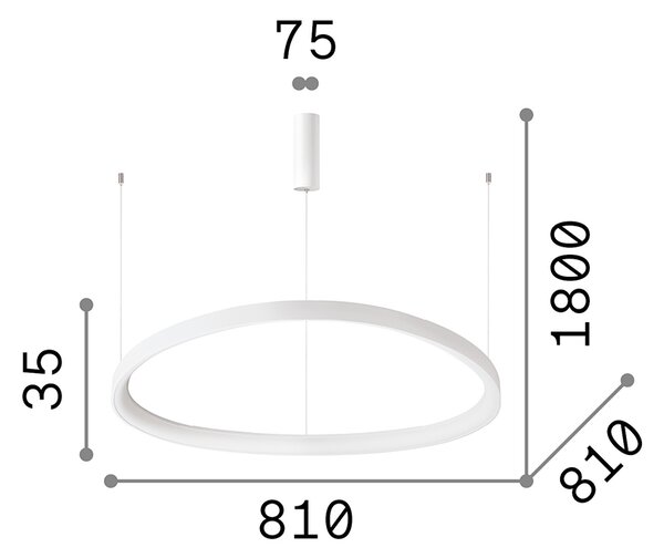 Sospensione Moderna Gemini Metallo Bianco Led 60W 3000K Luce Calda