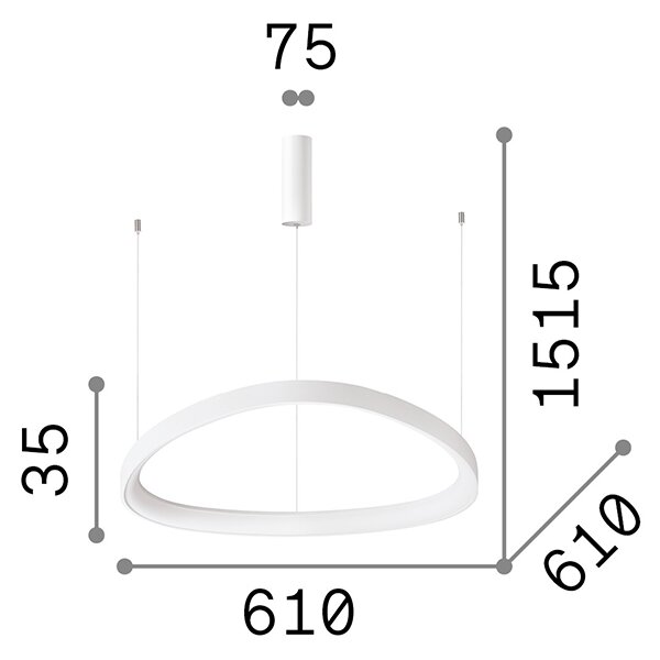 Sospensione Moderna Gemini Metallo Nero Led 48W 3000K Luce Calda