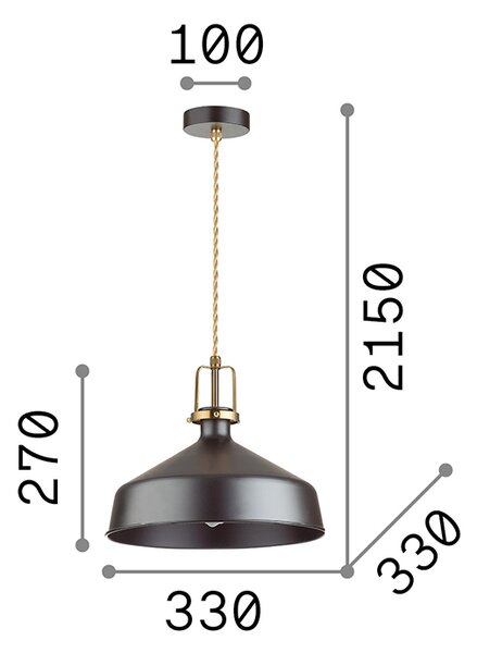 Sospensione Industrial-Minimal Eris-2 Metallo Nero 1 Luce E27