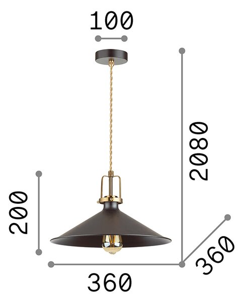 Sospensione Industrial-Minimal Eris-4 Metallo Nero 1 Luce E27