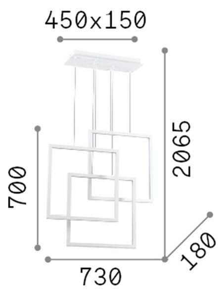 Sospensione Moderna Frame Alluminio Bianco Led 80W 3000K Luce Calda