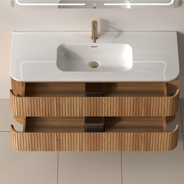 Mobile bagno cannettato 120 cm con lavabo in ceramica | KAM-NORTH-120C - KAMALU