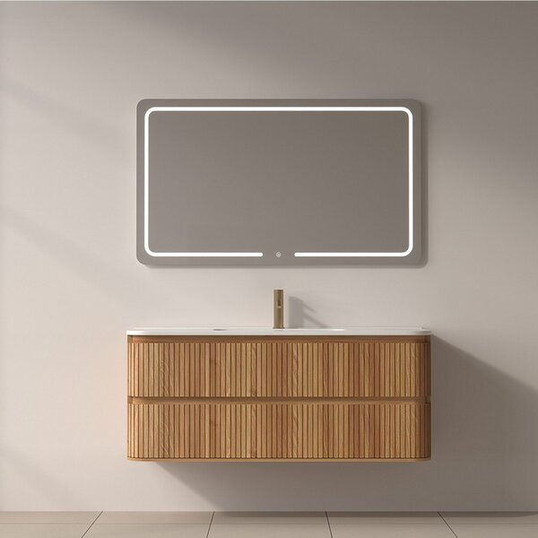Mobile bagno cannettato 120 cm con lavabo in ceramica | KAM-NORTH-120C - KAMALU