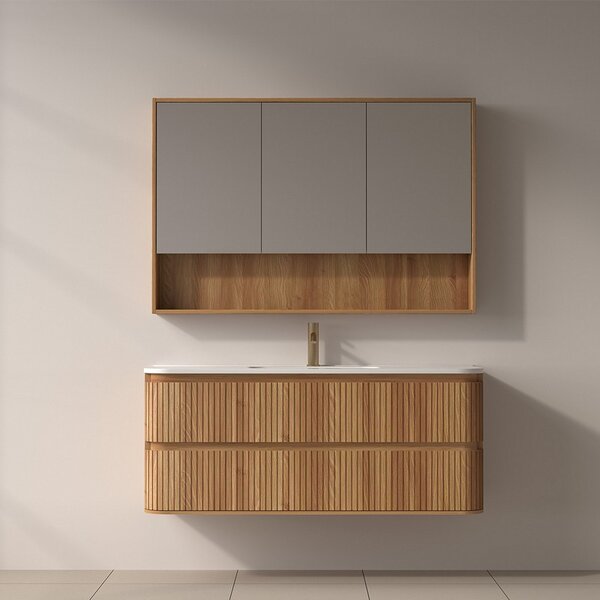 Mobile bagno cannettato 120 cm con lavabo in ceramica | KAM-NORTH-120C - KAMALU