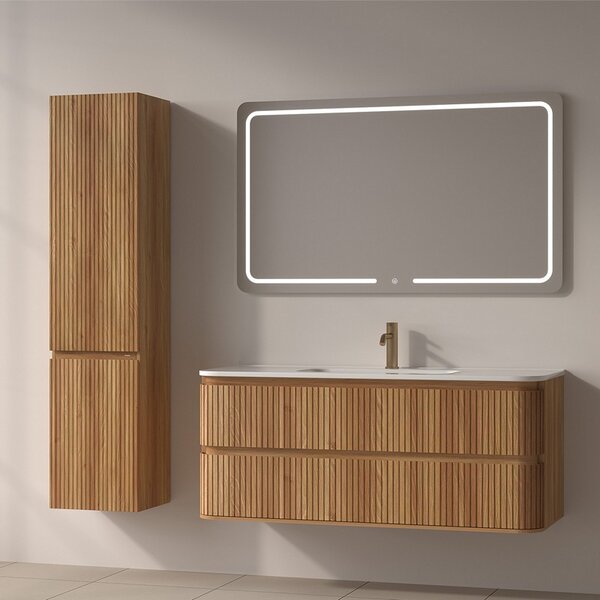 Mobile bagno cannettato 120 cm con lavabo in ceramica | KAM-NORTH-120C - KAMALU