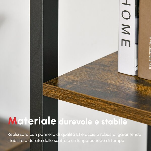 Libreria Industriale HOMCOM Con Ante Scorrevoli - 5 Ripiani Per Soggiorno E Ufficio - Foto 2