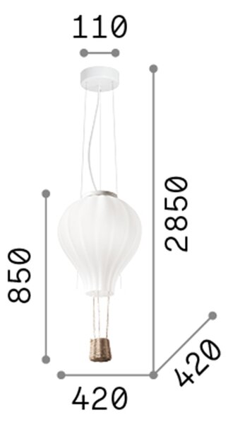 Sospensione Moderna Dream Corda Bianco 1 Luce E27 D42Cm