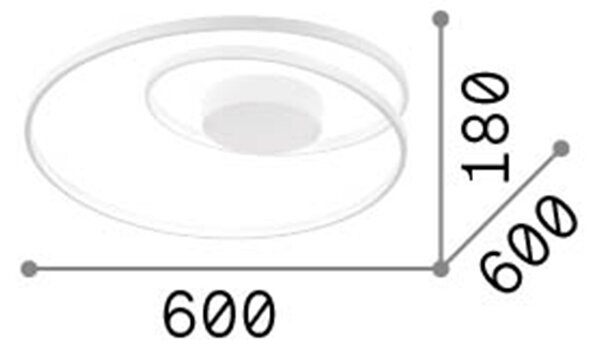 Plafoniera Moderna On-Off Oz Metallo Nero Led 48W 3000K Luce Calda