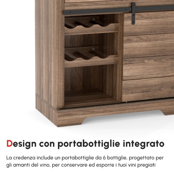 HOMCOM Credenza da Cucina in Stile Industriale, Dispensa per Sala da Pranzo, Cassettiera da Soggiorno Vintage 80x39x86cm|Aosom