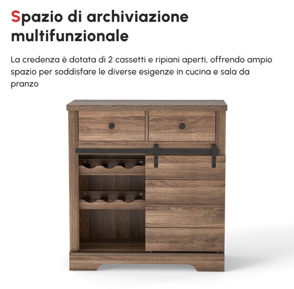 HOMCOM Credenza da Cucina in Stile Industriale, Dispensa per Sala da Pranzo, Cassettiera da Soggiorno Vintage 80x39x86cm|Aosom