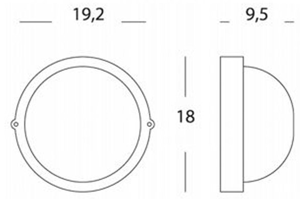 Applique Esterno Piccola Industriale Tonda Alluminio E Vetro Nero 1 Luce E27