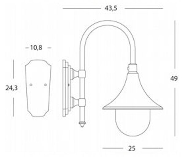 Applique Esterno Contemporanea Lampara Alluminio E Termoplastica Nero 1 Luce E27