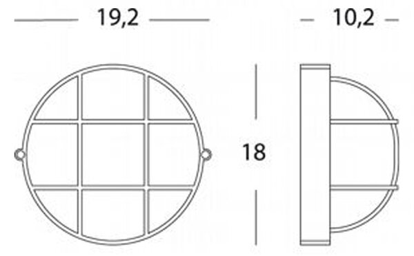 Applique Piccola Gabbia Industriale Tonda Alluminio E Vetro Nero 1 Luce E27