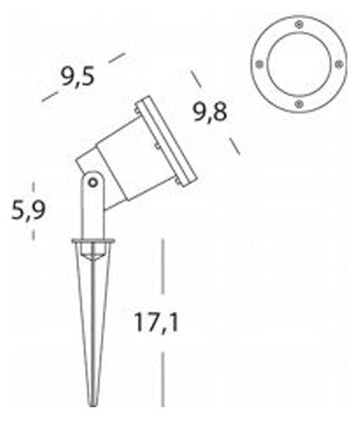 Faretto Esterno Con Picchetto Moderno Spot Alluminio E Vetro Nero 1 Luce Gu10