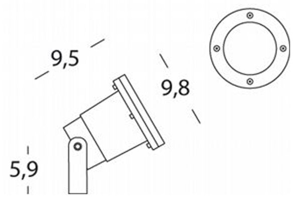 Faretto Da Esterno Moderno Spot Alluminio E Vetro Nero 1 Luce Gu10