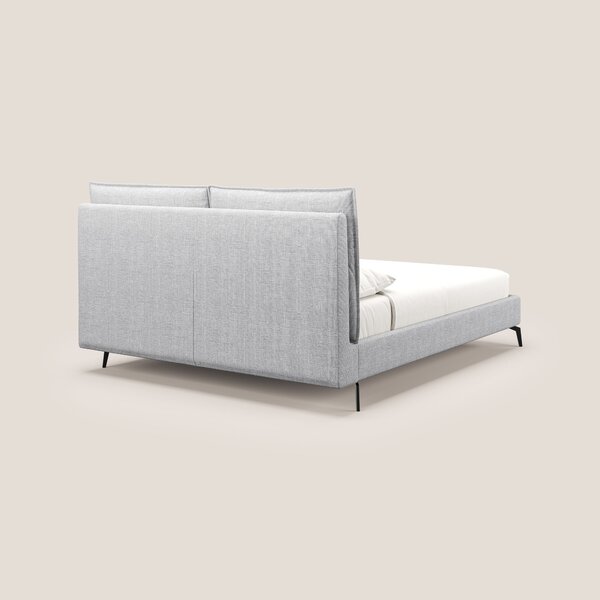 Cloe letto imbottito con piedi in metallo sfoderabile in tessuto fiamm