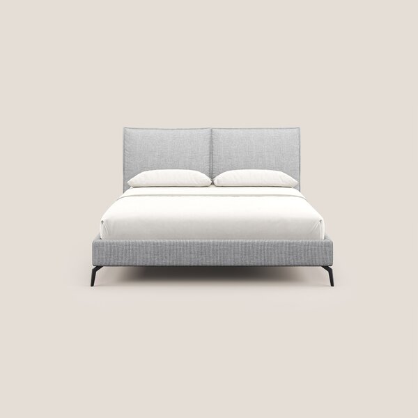 Cloe letto imbottito con piedi in metallo sfoderabile in tessuto fiamm