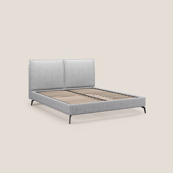 Cloe letto imbottito con piedi in metallo sfoderabile in tessuto fiamm