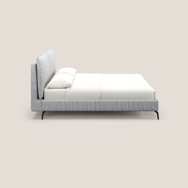 Cloe letto imbottito con piedi in metallo sfoderabile in tessuto fiamm