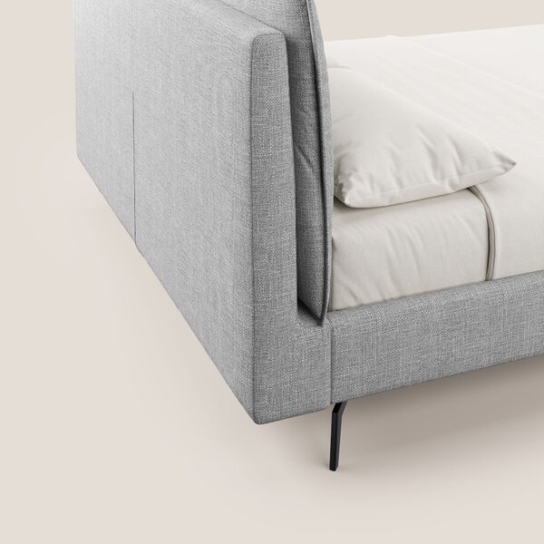 Cloe letto imbottito con piedi in metallo sfoderabile in tessuto fiamm