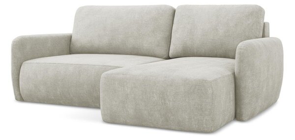 Divano angolare color crema allungabile/con contenitore (con penisola a destra/con chaise lounge) con rivestimento in ciniglia Lilo – Makamii