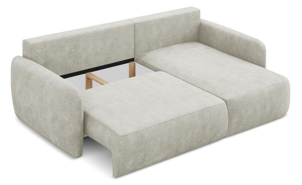 Divano angolare color crema allungabile/con contenitore (con penisola a destra/con chaise lounge) con rivestimento in ciniglia Lilo – Makamii