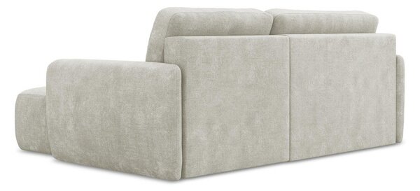 Divano angolare color crema allungabile/con contenitore (con penisola a destra/con chaise lounge) con rivestimento in ciniglia Lilo – Makamii