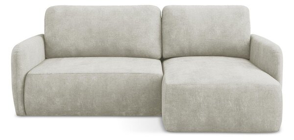 Divano angolare color crema allungabile/con contenitore (con penisola a destra/con chaise lounge) con rivestimento in ciniglia Lilo – Makamii