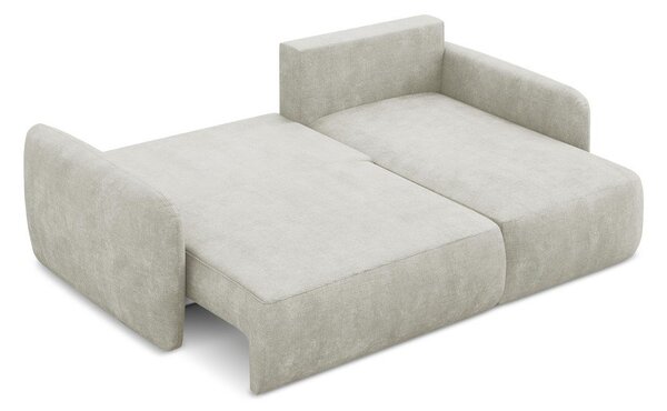 Divano angolare color crema allungabile/con contenitore (con penisola a destra/con chaise lounge) con rivestimento in ciniglia Lilo – Makamii