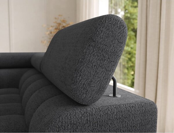 Divano angolare grigio scuro allungabile (con penisola a destra/a U) con rivestimento in bouclé Feraria – ELTAP