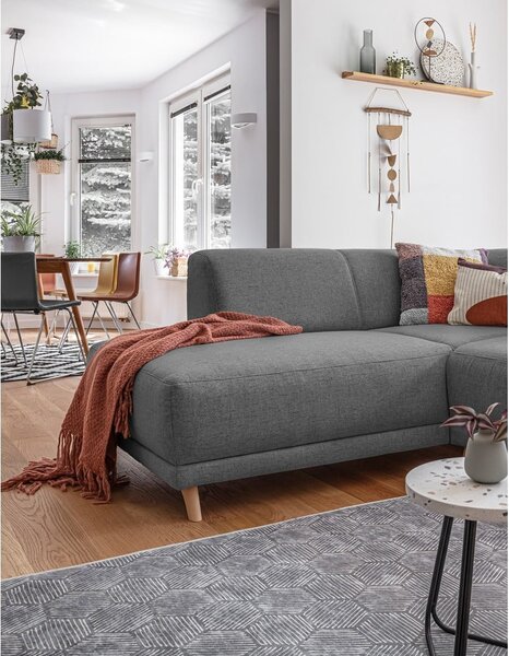 Divano angolare grigio allungabile e con contenitore (penisola a sinistra/a L) Classy Sophie – Miuform