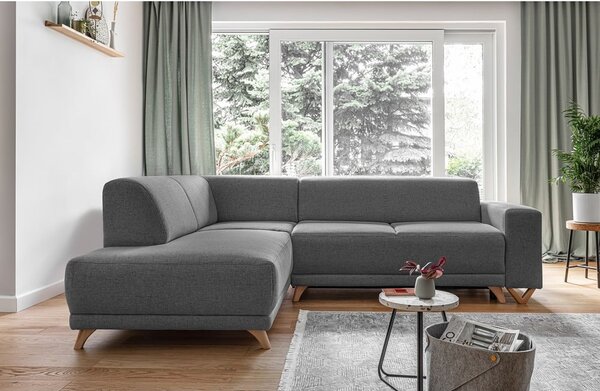 Divano angolare grigio allungabile e con contenitore (penisola a sinistra/a L) Classy Sophie – Miuform