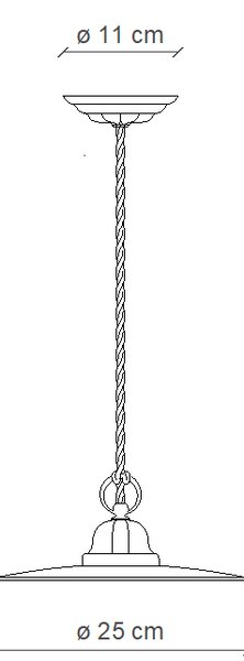 Lampadario Industrial Potenza Ferro E Ceramica Nero Diam. 25Cm 1 Luce E27