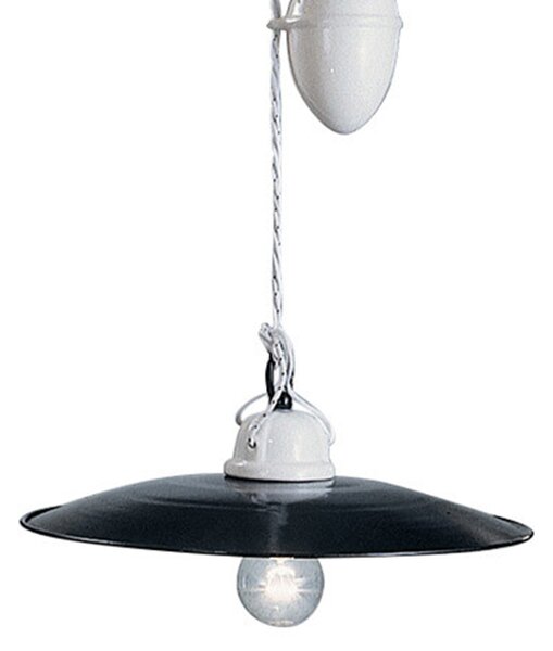 Sospensione Saliscendi Classico Potenza Ferro E Ceramica Nero 35Cm 1 Luce E27