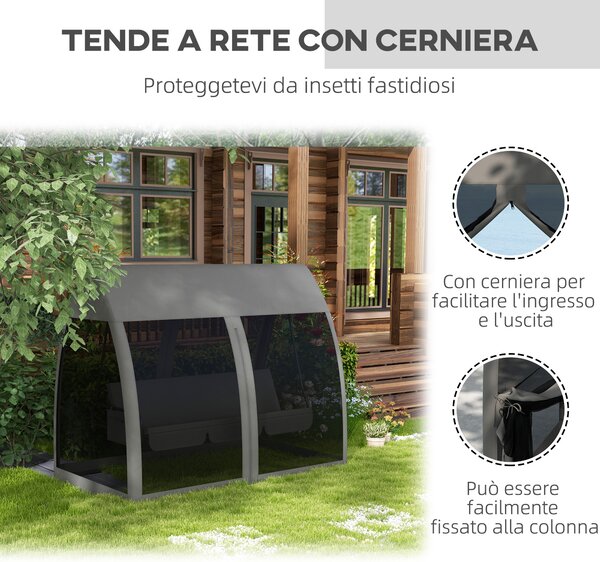 Outsunny Dondolo da Esterno Convertibile in Letto con Zanzariera Anti-Raggi UV, Dondolo Giardino in Metallo, Letto a Dondolo, Grigio | Aosom Italy