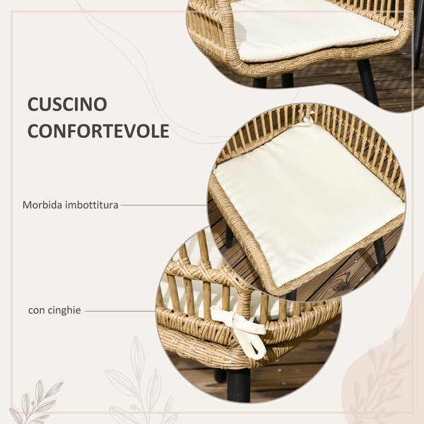 Outsunny Set da Giardino 7 Pezzi in Rattan PE con Tavolo da Pranzo 153x89x74 cm e 6 Sedie 52x62x78 cm con Cuscini | Aosom Italy